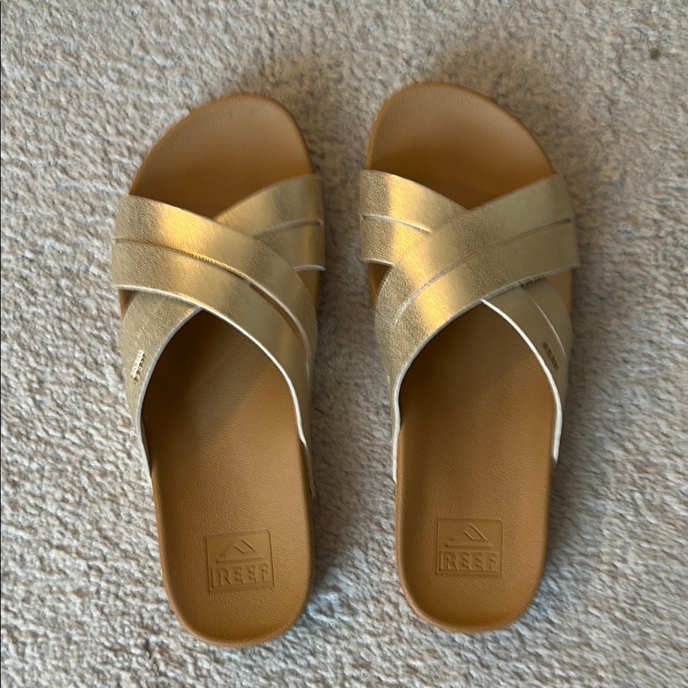 Reef Women's Metallic Gold Slide Sandals